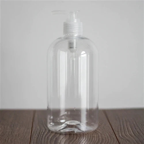 Clear plastic 8oz bottle w/ white pump